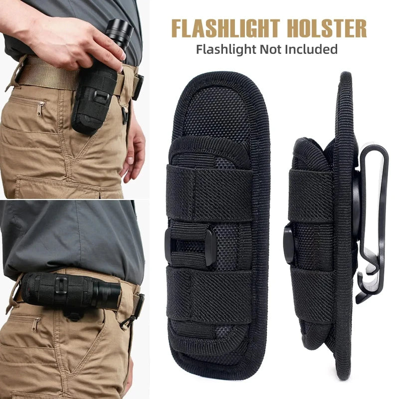360-degree Rotating Belt Flashlight Bag, Outdoor Mountain Climbing and Hiking Flashlight Storage, Elastic Multi-purpose Tool Kit