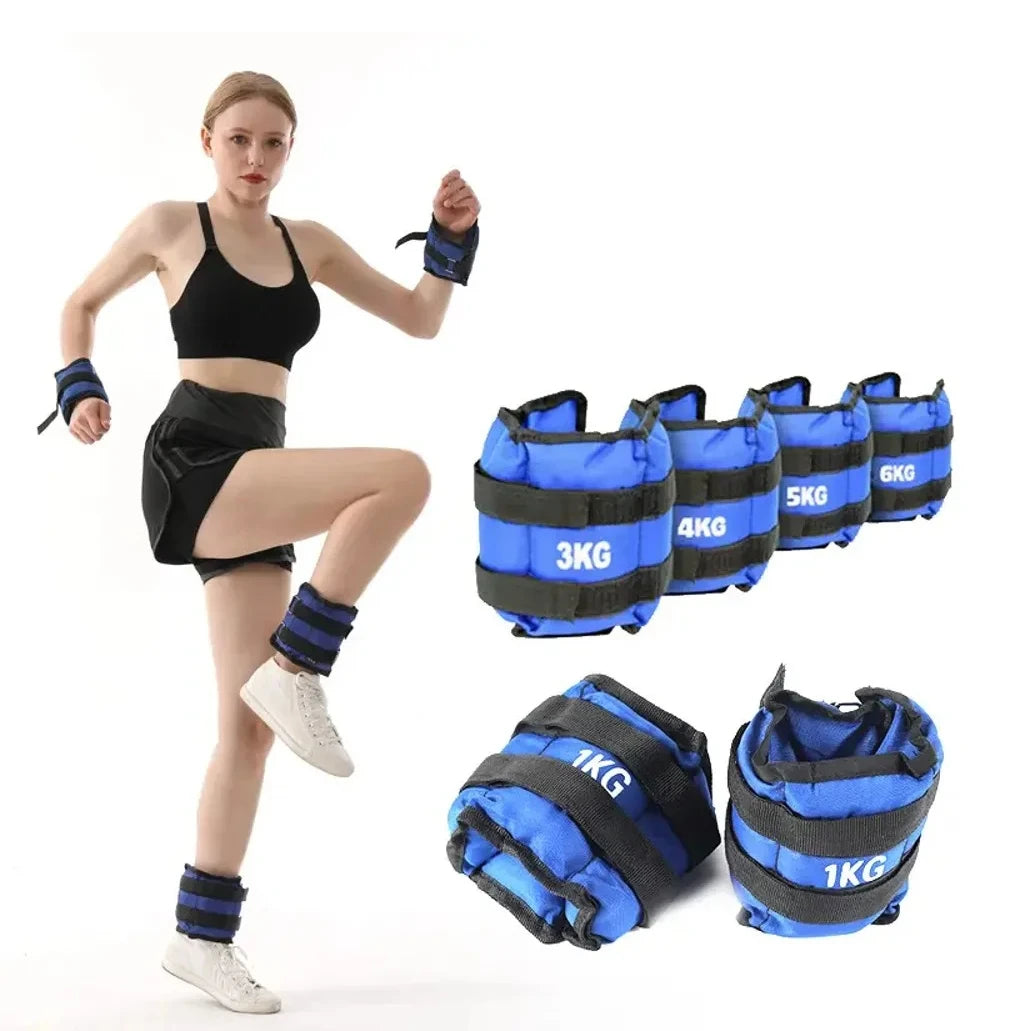 ankle and wrist weights from 1 to 5 kilos, adjustable double strap lasters, for fitness exercise gym training
