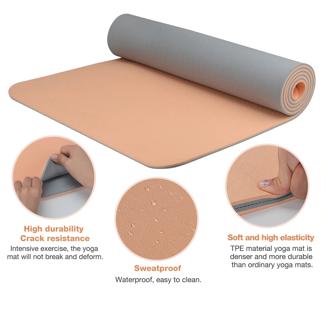 Non-slippery TPE yoga mat, thick two-color, high quality, for fitness, fitness, home, non-slip, 180x57cm
