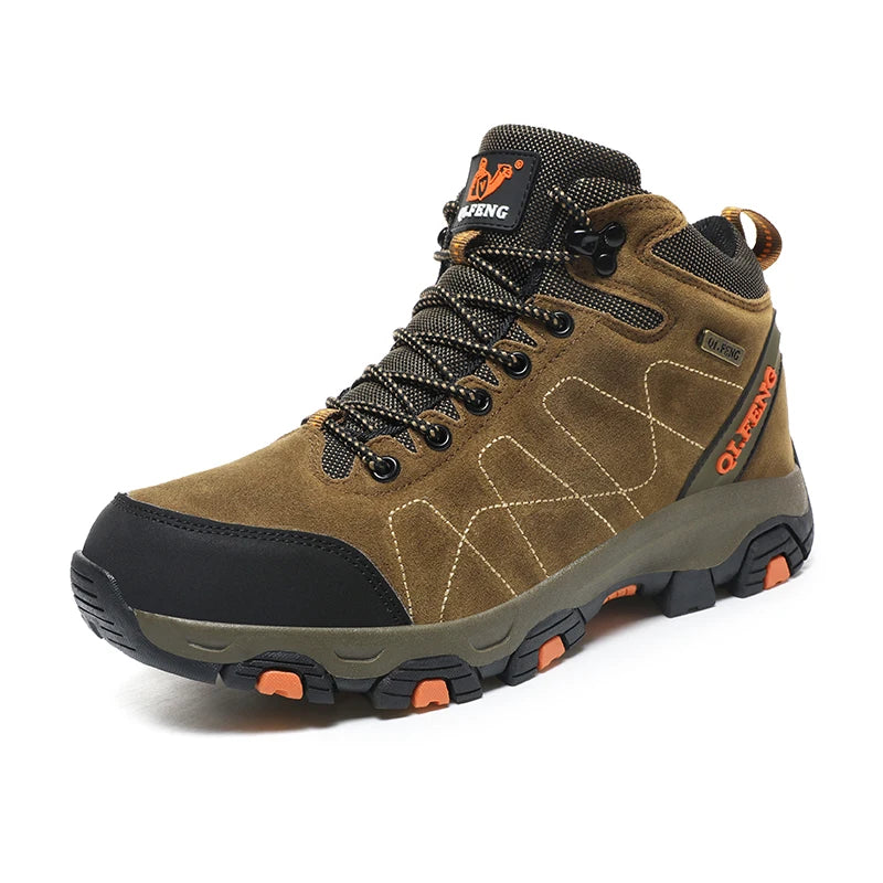 Hiking Sneakers Men Autumn Winter Outdoor Shoes Warm Fur Non Slip Fashion Cowboy Lace Up Ankle Padded Boots Felt Snow Footwear