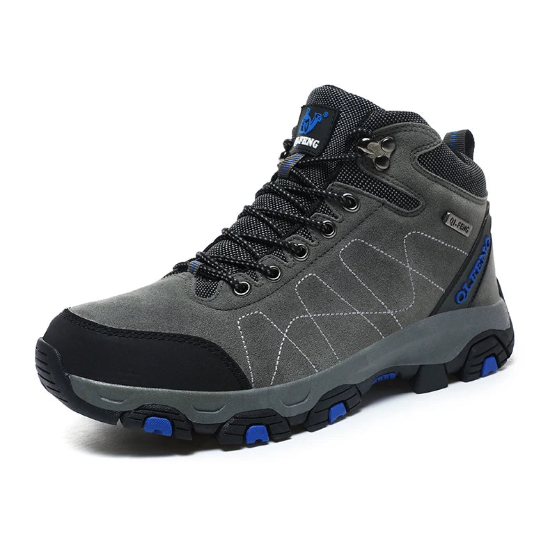 Hiking Sneakers Men Autumn Winter Outdoor Shoes Warm Fur Non Slip Fashion Cowboy Lace Up Ankle Padded Boots Felt Snow Footwear