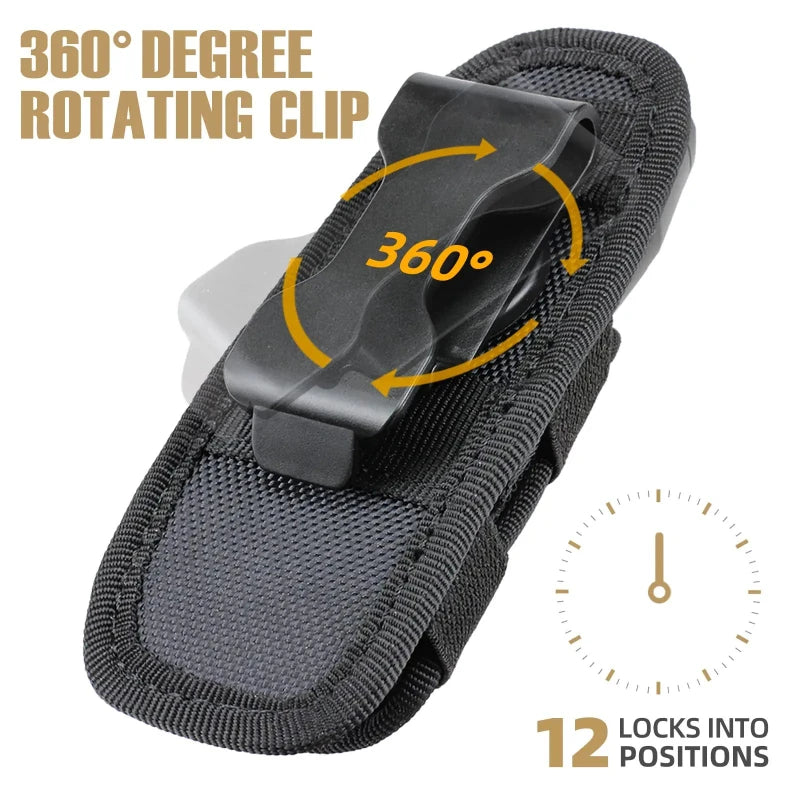 360-degree Rotating Belt Flashlight Bag, Outdoor Mountain Climbing and Hiking Flashlight Storage, Elastic Multi-purpose Tool Kit