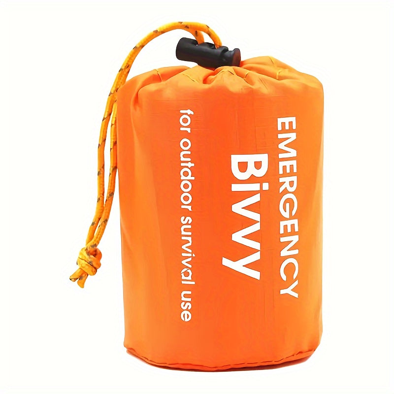 [Waterproof Survival Sack] 1/2pcs Emergency Bivy Survival Sack - Waterproof PE Material - All-Season Outdoor Camping Gear with Whistle, Hand Wash Only, Plain Weave, Normal Waterproof, Piping Embellishment, Camping Accessories