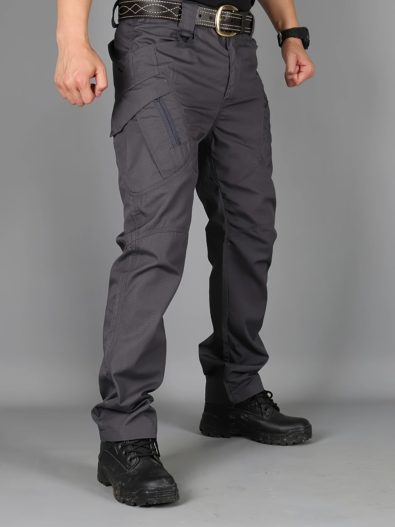 [Tactical Cargo Pants] Lightweight Tactical Men's Cargo Pants | Breathable Polyester, Multiple Pockets, Solid Color Design, Outdoor Hiking, Training, Fishing - Durable Fabric, Multi-Functional, Sporty Style, Camping Gear