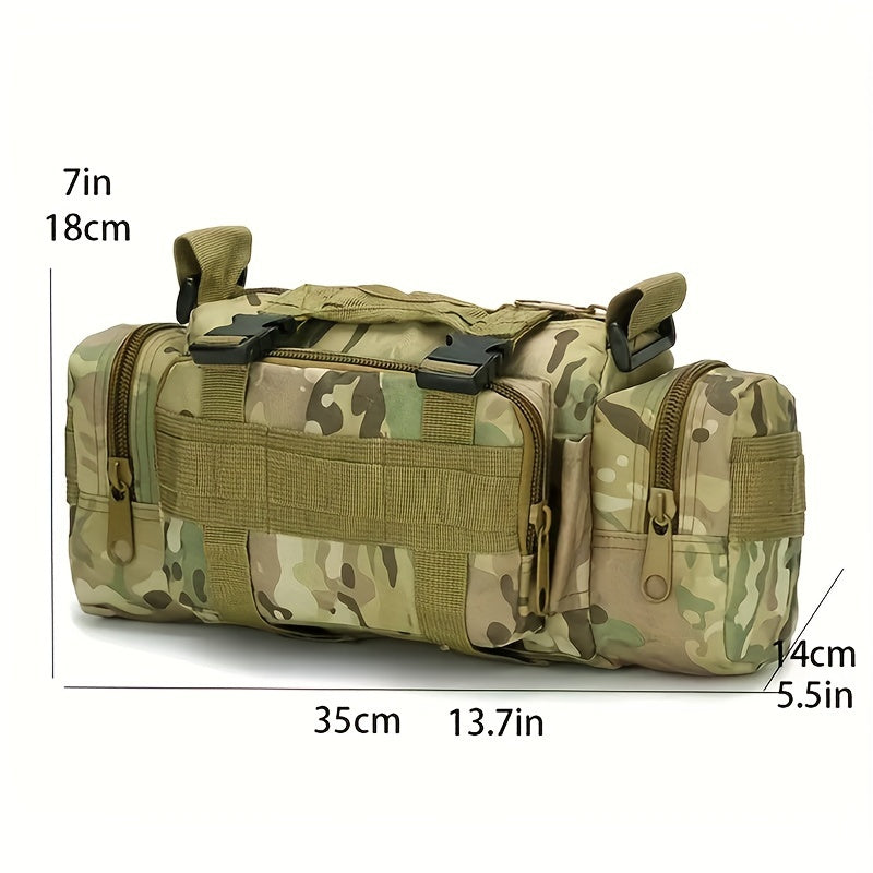 Durable 600D Nylon Crossbody Bag for Outdoor Activities - Fishing, Hiking, Camping Shoulder Pouch with Adjustable Strap, Multiple Camo Patterns, Black, Camping Gear | Camouflage Pattern | Tactical Gear