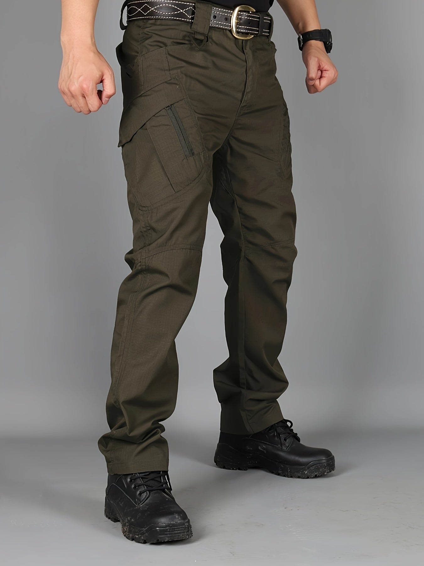 [Tactical Cargo Pants] Lightweight Tactical Men's Cargo Pants | Breathable Polyester, Multiple Pockets, Solid Color Design, Outdoor Hiking, Training, Fishing - Durable Fabric, Multi-Functional, Sporty Style, Camping Gear