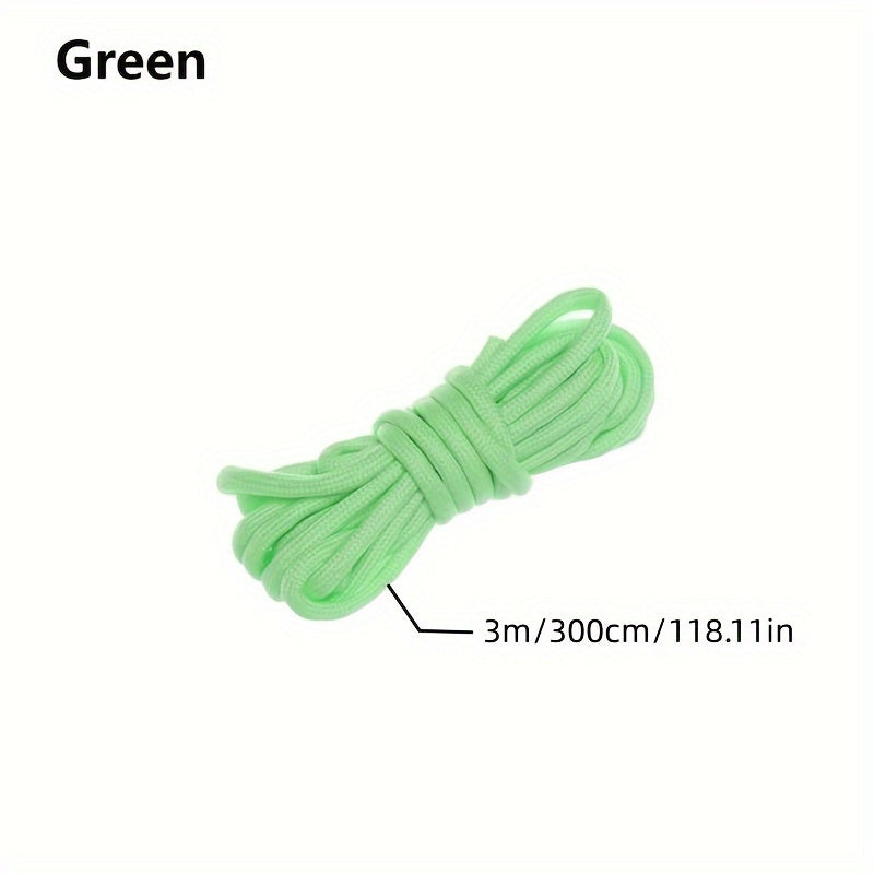 [Glow-in-the-Dark Rope] Glow-in-the-Dark Rope, Polyester Blend, 4mm Thick, 118.11inch/ 196.85inch/ 393.7inch, 3 lbs Tensile Strength, Windproof Tent Rope, Ideal for Valentine's Day, Easter, Women's Day, Mother's Day, Independ